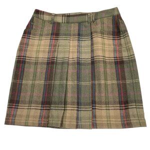 Liz Claiborne Y2K Skirt 10 Green Plaid Mini Wool Blend Dark Academia Preppy
